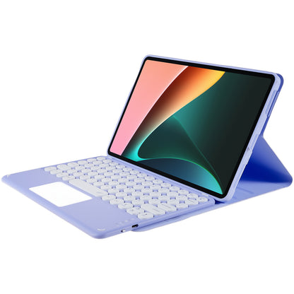 For Xiaomi Pad 5/5 Pro PU Leather Stand Case Tablet Cover + Round Cap Wireless Bluetooth Keyboard with Touchpad