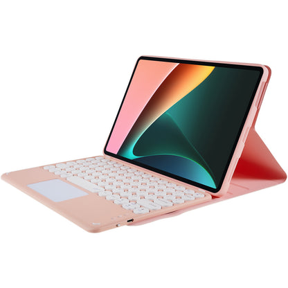 For Xiaomi Pad 5/5 Pro PU Leather Stand Case Tablet Cover + Round Cap Wireless Bluetooth Keyboard with Touchpad