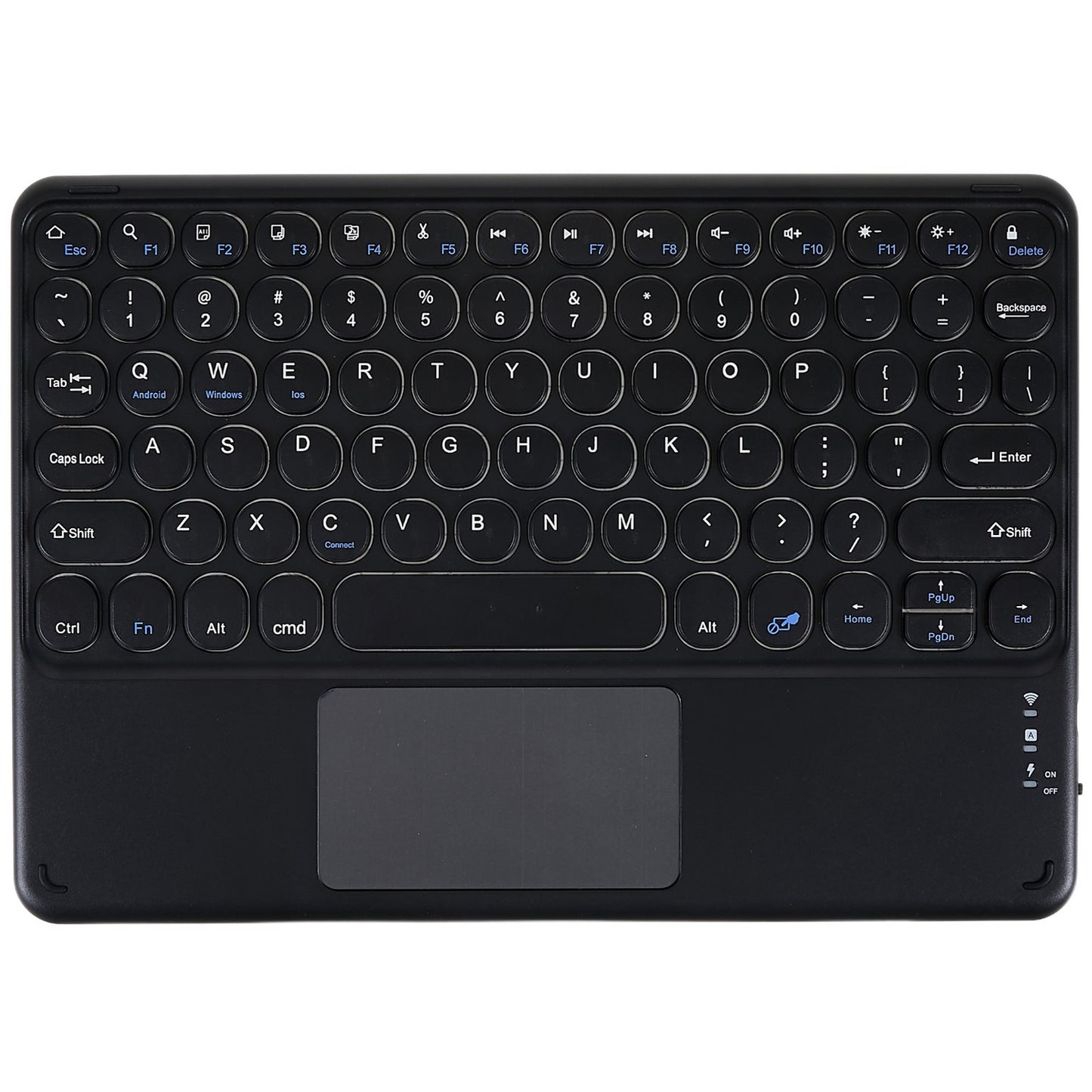 250 10 Inch Portable Bluetooth Keyboard Ultra-thin Magnetic Wireless Keyboard with TouchPad/Round Keycaps for Tablets Mobile Phones