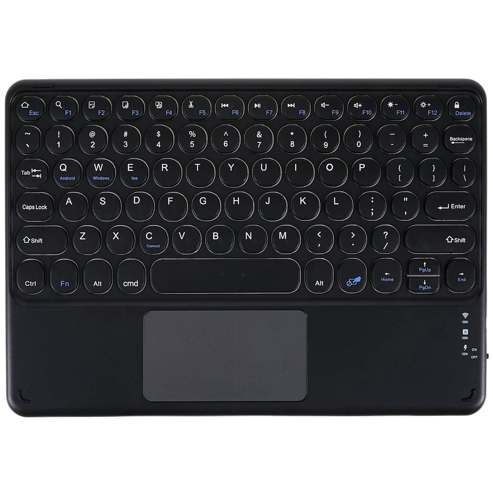 250 10 Inch Portable Bluetooth Keyboard Ultra-thin Magnetic Wireless Keyboard with TouchPad/Round Keycaps for Tablets Mobile Phones