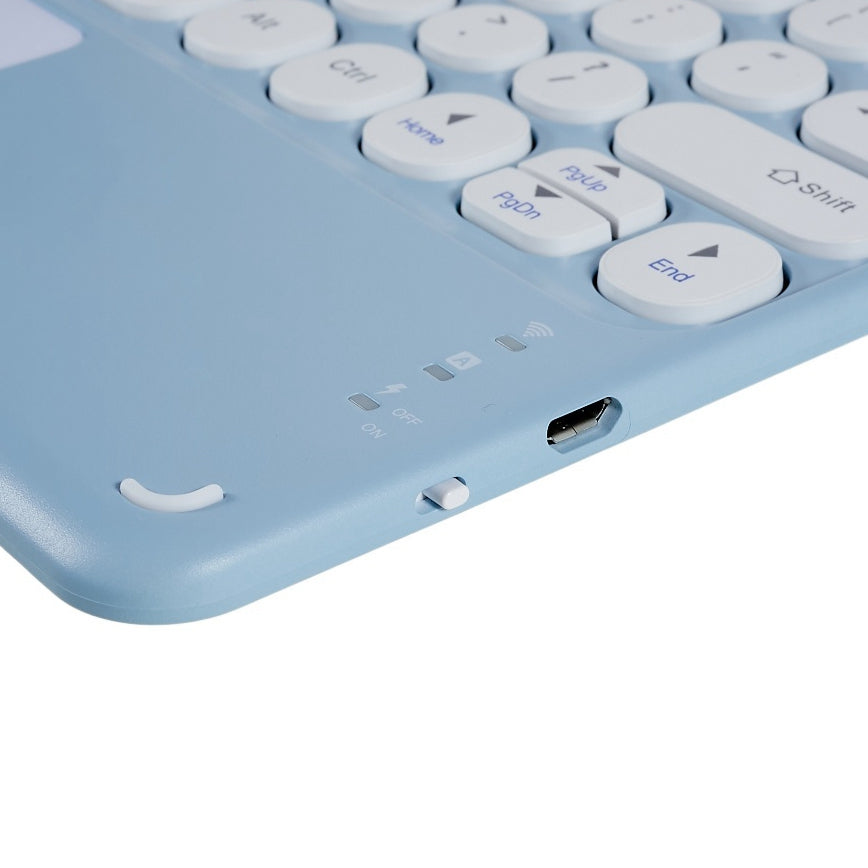 250 10 Inch Portable Bluetooth Keyboard Ultra-thin Magnetic Wireless Keyboard with TouchPad/Round Keycaps for Tablets Mobile Phones
