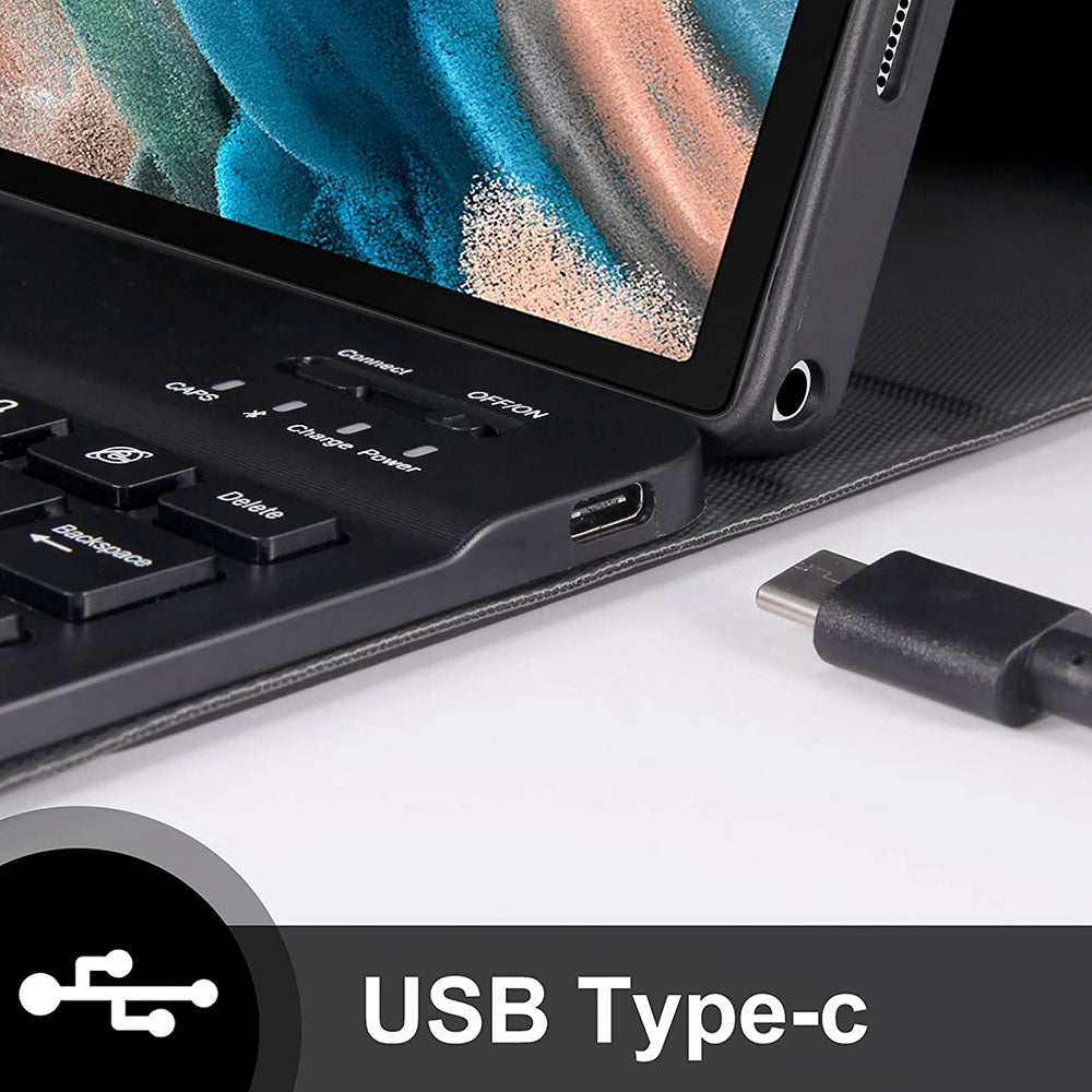 Adjustable Stand Tablet Case for Samsung Galaxy Tab A8 10.5 inch 2022 Detachable Bluetooth Keyboard Auto Sleep Protective PU Leather Cover with Pencil Holder