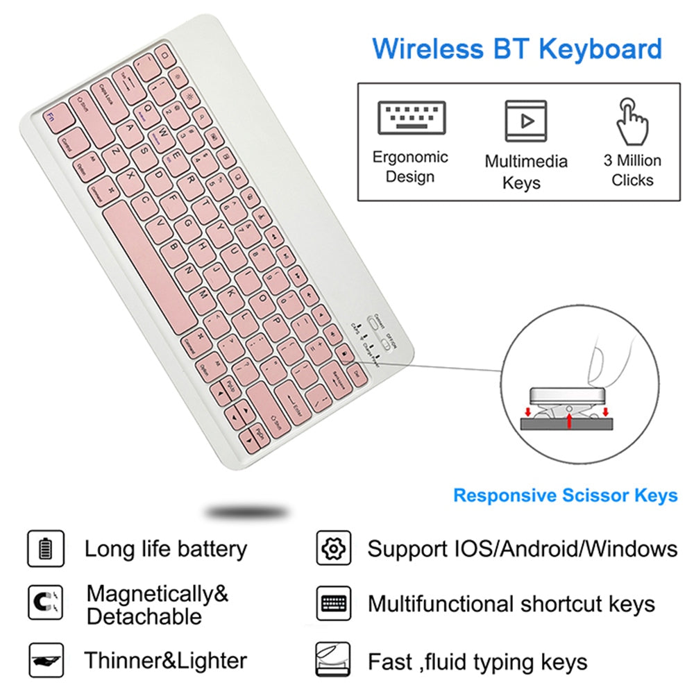 For iPad Pro 12.9-inch (2021)/(2020)/(2018) Skin Touch PU Leather Cover Shell + Ultra Slim Square Key Cap Design Wireless Bluetooth Keyboard Set