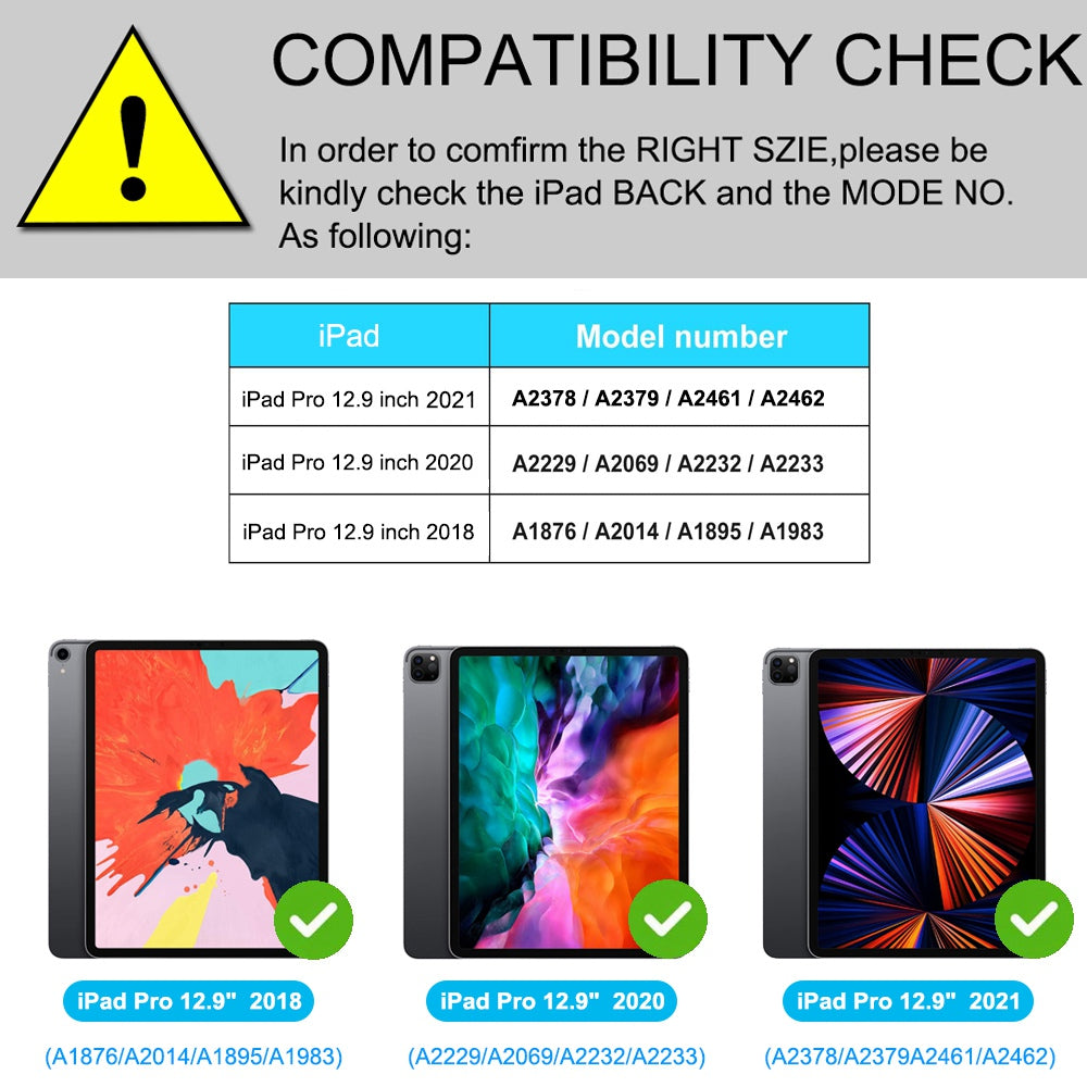 For iPad Pro 12.9-inch (2021)/(2020)/(2018) Skin Touch PU Leather Cover Shell + Ultra Slim Square Key Cap Design Wireless Bluetooth Keyboard Set