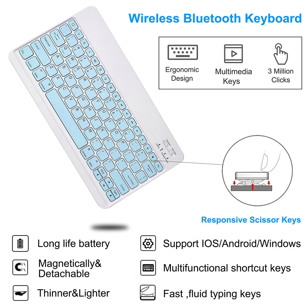 For iPad Pro 12.9-inch (2021)/(2020)/(2018) Skin Touch PU Leather Cover Shell + Ultra Slim Square Key Cap Design Wireless Bluetooth Keyboard Set