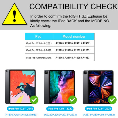 For iPad Pro 12.9-inch (2021)/(2020)/(2018) Skin Touch PU Leather Cover Shell + Ultra Slim Square Key Cap Design Wireless Bluetooth Keyboard Set
