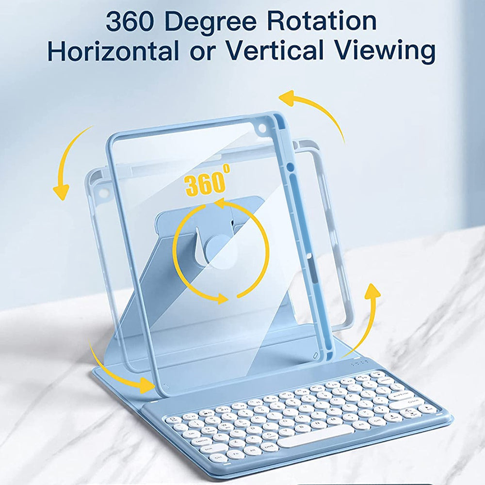 For iPad 10.2 (2019)/(2020)/(2021) 360-Degree Rotatory PU Leather Bluetooth Keyboard Shell Set