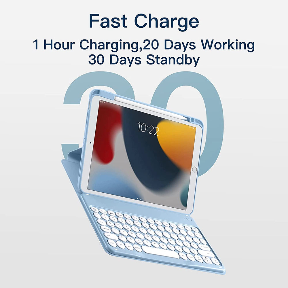 For iPad Pro 11-inch (2021)/(2020)/(2018) 360-Degree Rotation PU Leather Bluetooth Keyboard Shell Set Stable Connection Bluetooth 3.0 280mAh Keyboard