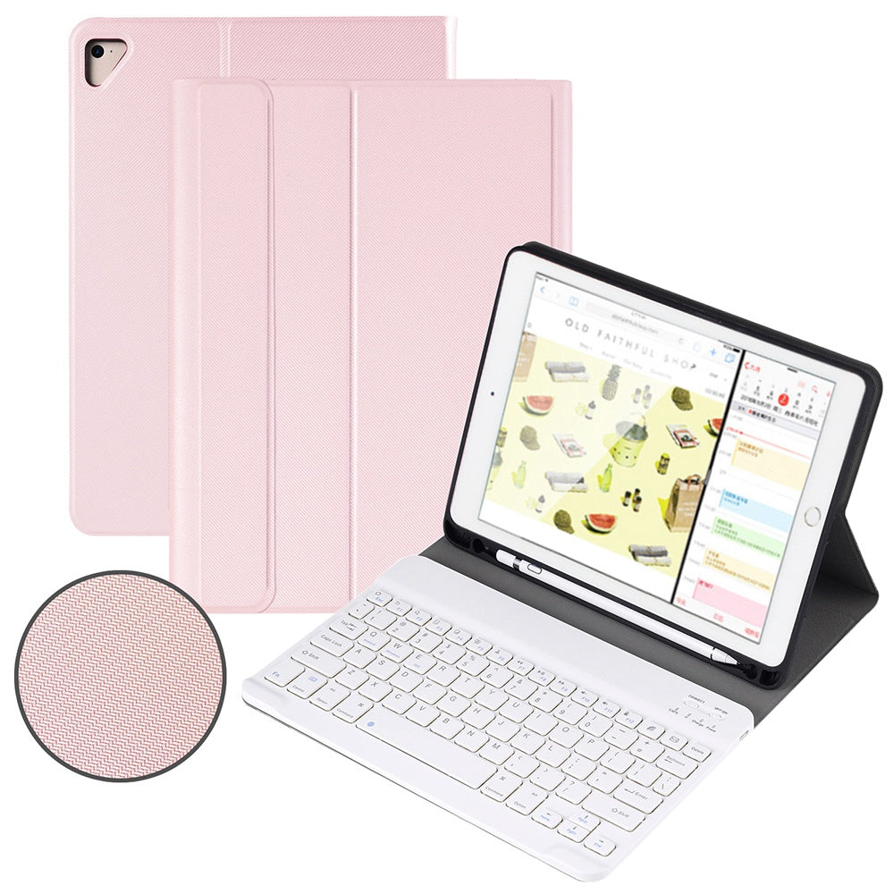 For iPad 9.7-inch (2017)/9.7-inch (2018)/Pro 9.7 inch (2016)/Air (2013)/Air 2 Textured PU Leather Cover Shell + Ultra Slim Wireless Bluetooth Keyboard Set
