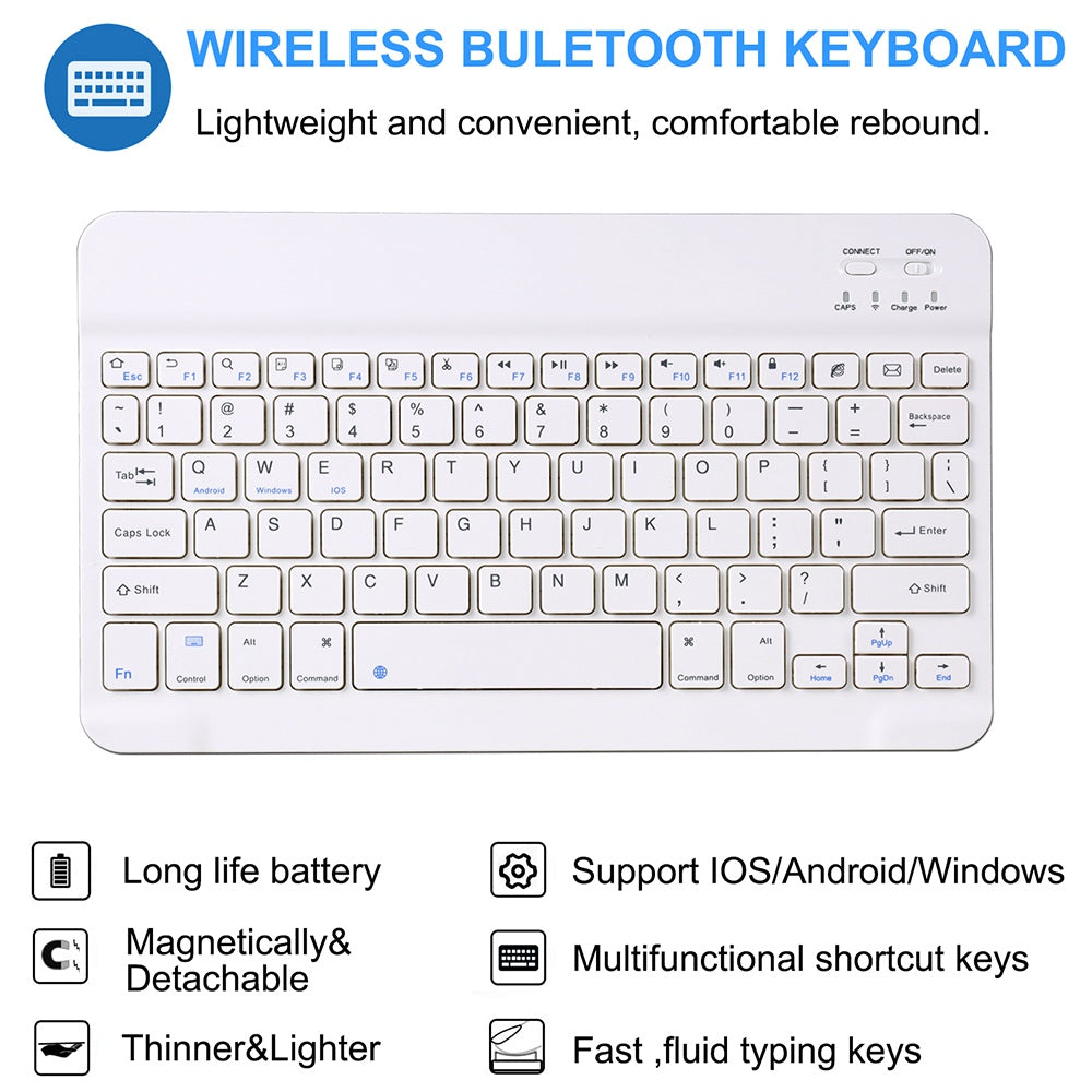 For iPad 9.7-inch (2017)/9.7-inch (2018)/Pro 9.7 inch (2016)/Air (2013)/Air 2 Textured PU Leather Cover Shell + Ultra Slim Wireless Bluetooth Keyboard Set