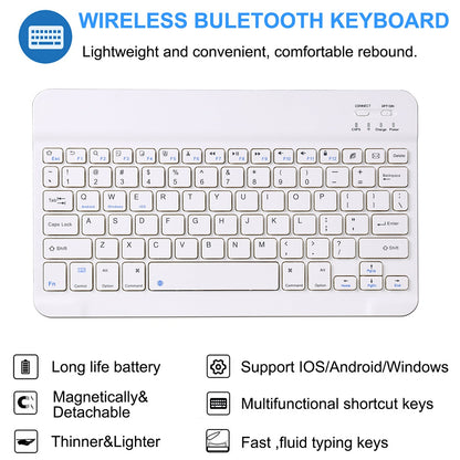 For iPad 9.7-inch (2017)/9.7-inch (2018)/Pro 9.7 inch (2016)/Air (2013)/Air 2 Textured PU Leather Cover Shell + Ultra Slim Wireless Bluetooth Keyboard Set