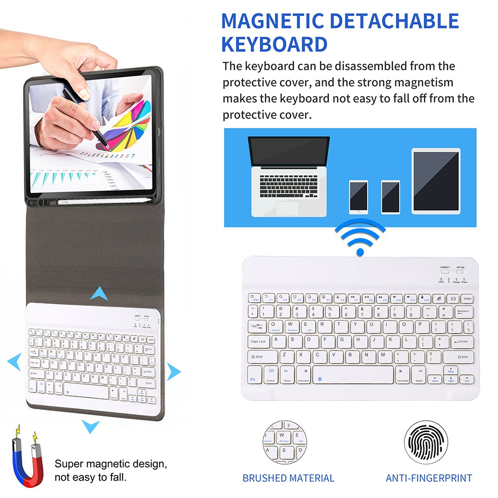 For iPad 9.7-inch (2017)/9.7-inch (2018)/Pro 9.7 inch (2016)/Air (2013)/Air 2 Textured PU Leather Cover Shell + Ultra Slim Wireless Bluetooth Keyboard Set