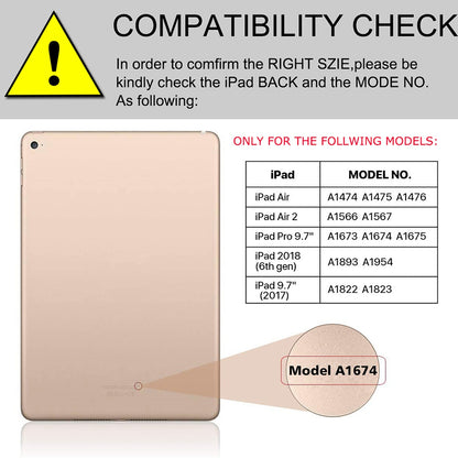 For iPad 9.7-inch (2017)/9.7-inch (2018)/Pro 9.7 inch (2016)/Air (2013)/Air 2 Textured PU Leather Cover Shell + Ultra Slim Wireless Bluetooth Keyboard Set