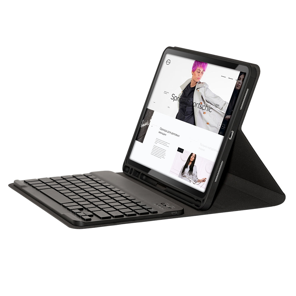 For iPad 9.7-inch (2017)/9.7-inch (2018)/Pro 9.7 inch (2016)/Air (2013)/Air 2 Textured PU Leather Cover Shell + Ultra Slim Wireless Bluetooth Keyboard Set