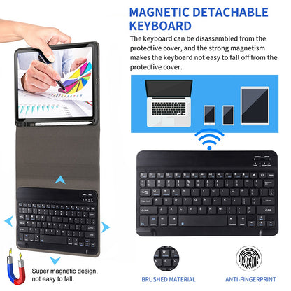 For iPad 9.7-inch (2017)/9.7-inch (2018)/Pro 9.7 inch (2016)/Air (2013)/Air 2 Textured PU Leather Cover Shell + Ultra Slim Wireless Bluetooth Keyboard Set