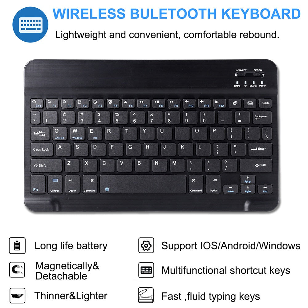 For iPad 9.7-inch (2017)/9.7-inch (2018)/Pro 9.7 inch (2016)/Air (2013)/Air 2 Textured PU Leather Cover Shell + Ultra Slim Wireless Bluetooth Keyboard Set