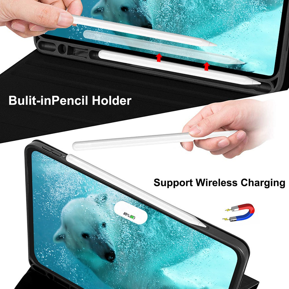 For iPad 9.7-inch (2017)/9.7-inch (2018)/Pro 9.7 inch (2016)/Air (2013)/Air 2 Textured PU Leather Cover Shell + Ultra Slim Wireless Bluetooth Keyboard Set