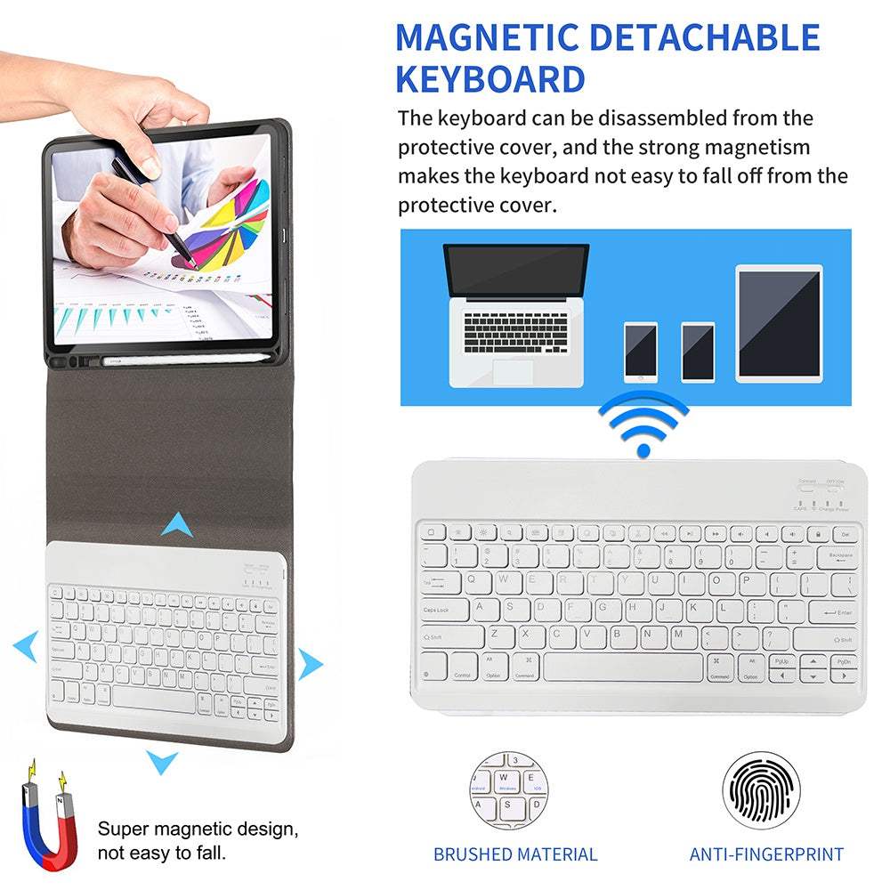 For iPad 9.7-inch (2017)/9.7-inch (2018)/Pro 9.7 inch (2016)/Air (2013)/Air 2 Textured PU Leather Cover Shell + Ultra Slim Wireless Bluetooth Keyboard Set