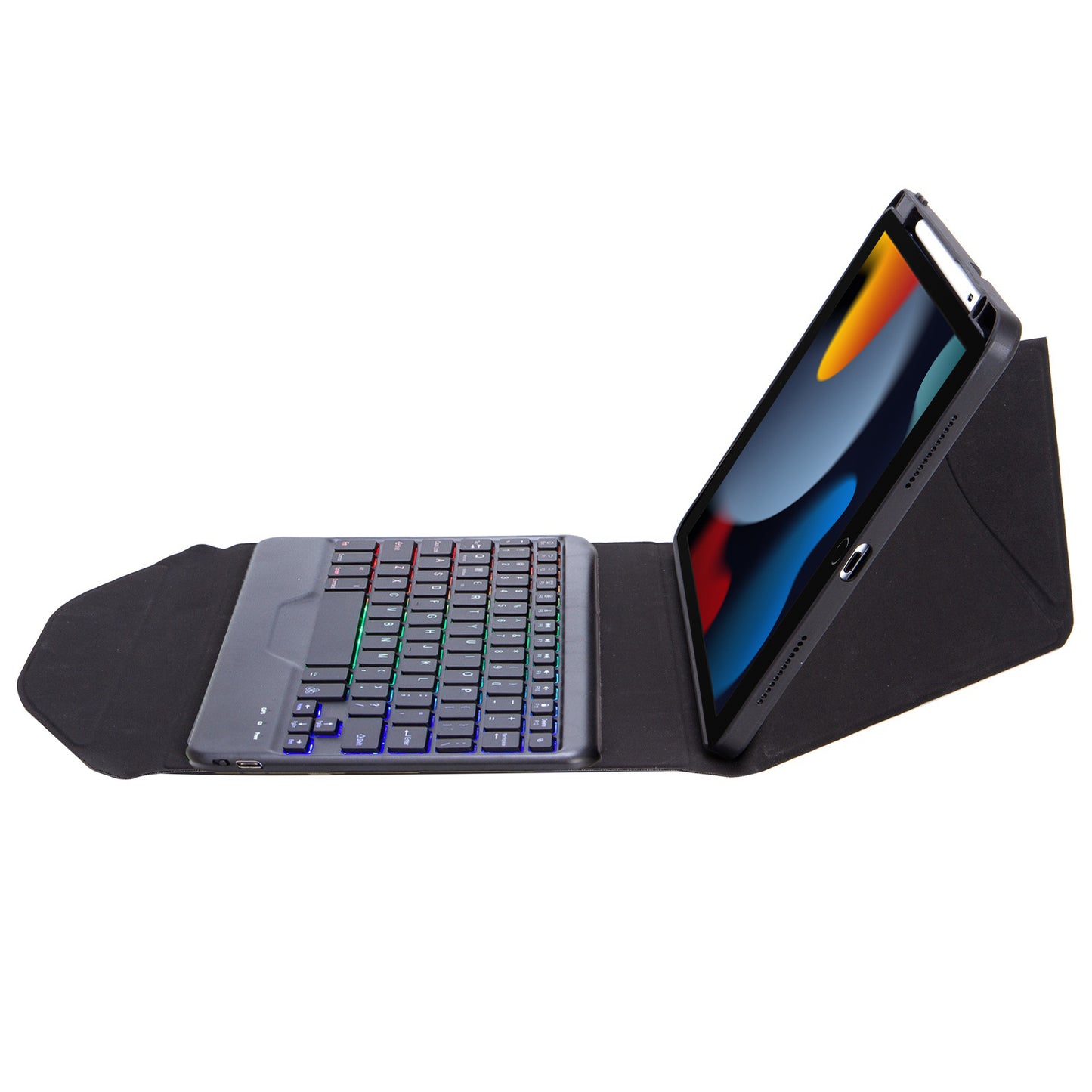 Z102BS For iPad 10.2 (2021)/(2019)/(2020) Detachable Bluetooth Keyboard Case with 3-Color Backlit Shockproof Tablet Protector Built-in Pencil Slot