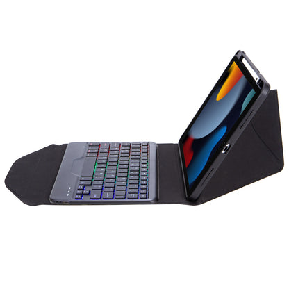 Z102BS For iPad 10.2 (2021)/(2019)/(2020) Detachable Bluetooth Keyboard Case with 3-Color Backlit Shockproof Tablet Protector Built-in Pencil Slot