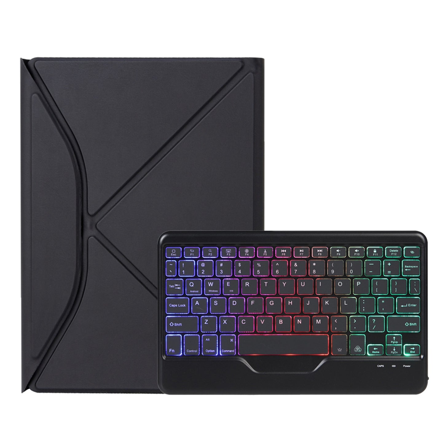 Z102BS For iPad 10.2 (2021)/(2019)/(2020) Detachable Bluetooth Keyboard Case with 3-Color Backlit Shockproof Tablet Protector Built-in Pencil Slot