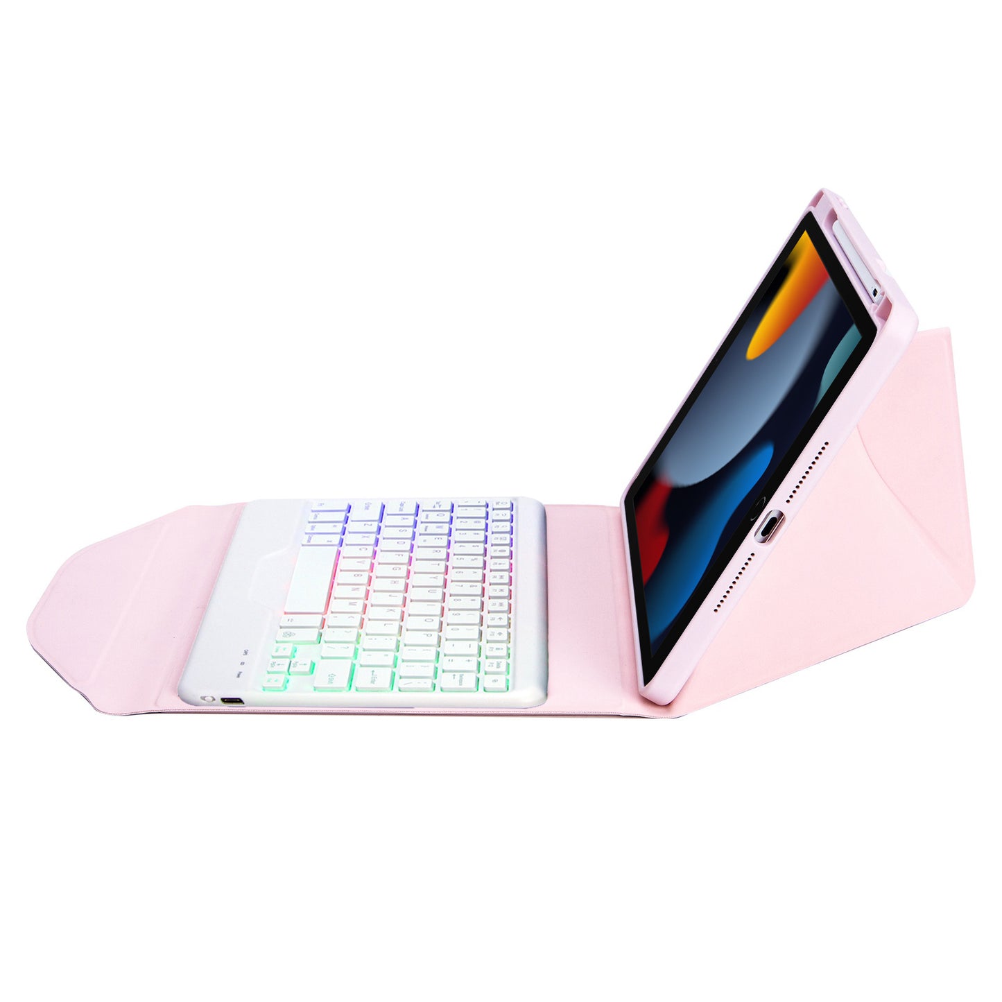 Z102BS For iPad 10.2 (2021)/(2019)/(2020) Detachable Bluetooth Keyboard Case with 3-Color Backlit Shockproof Tablet Protector Built-in Pencil Slot