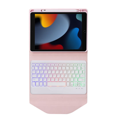 Z102BS For iPad 10.2 (2021)/(2019)/(2020) Detachable Bluetooth Keyboard Case with 3-Color Backlit Shockproof Tablet Protector Built-in Pencil Slot