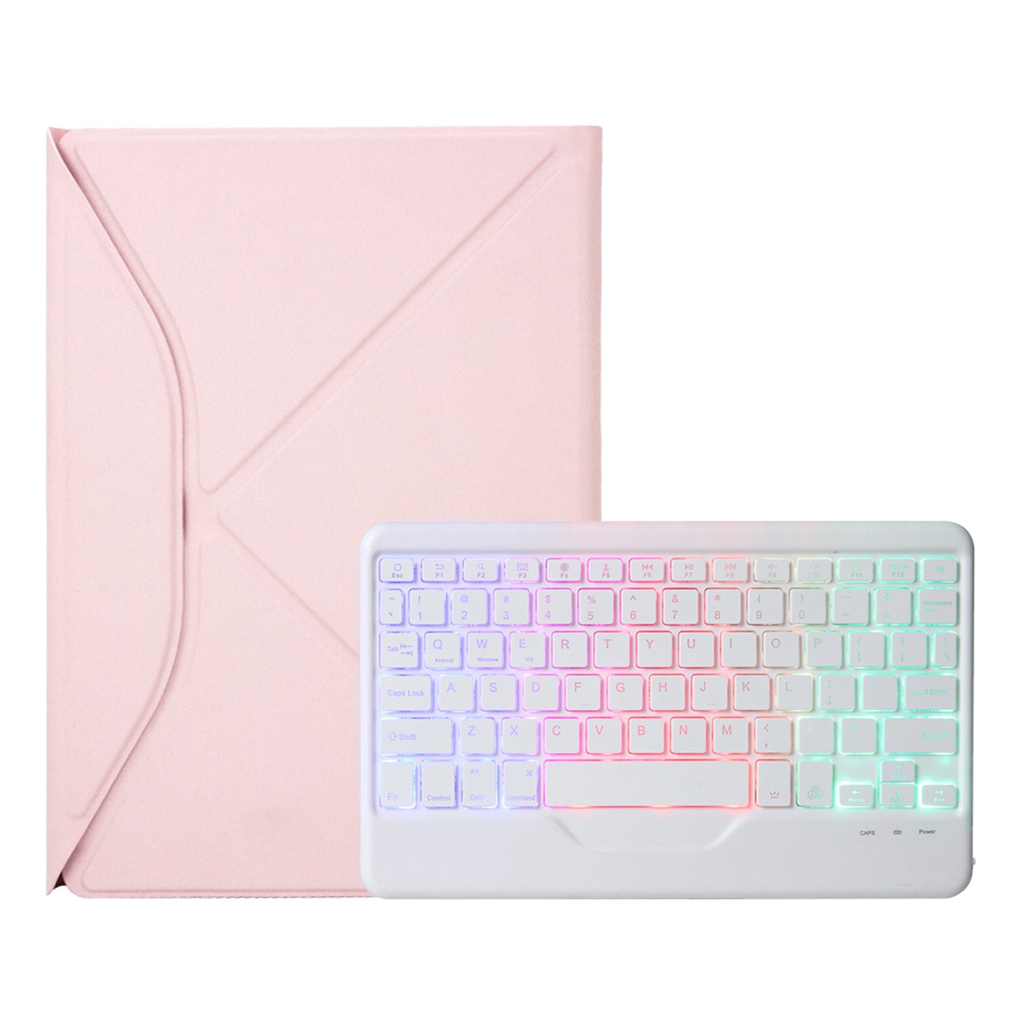 Z102BS For iPad 10.2 (2021)/(2019)/(2020) Detachable Bluetooth Keyboard Case with 3-Color Backlit Shockproof Tablet Protector Built-in Pencil Slot