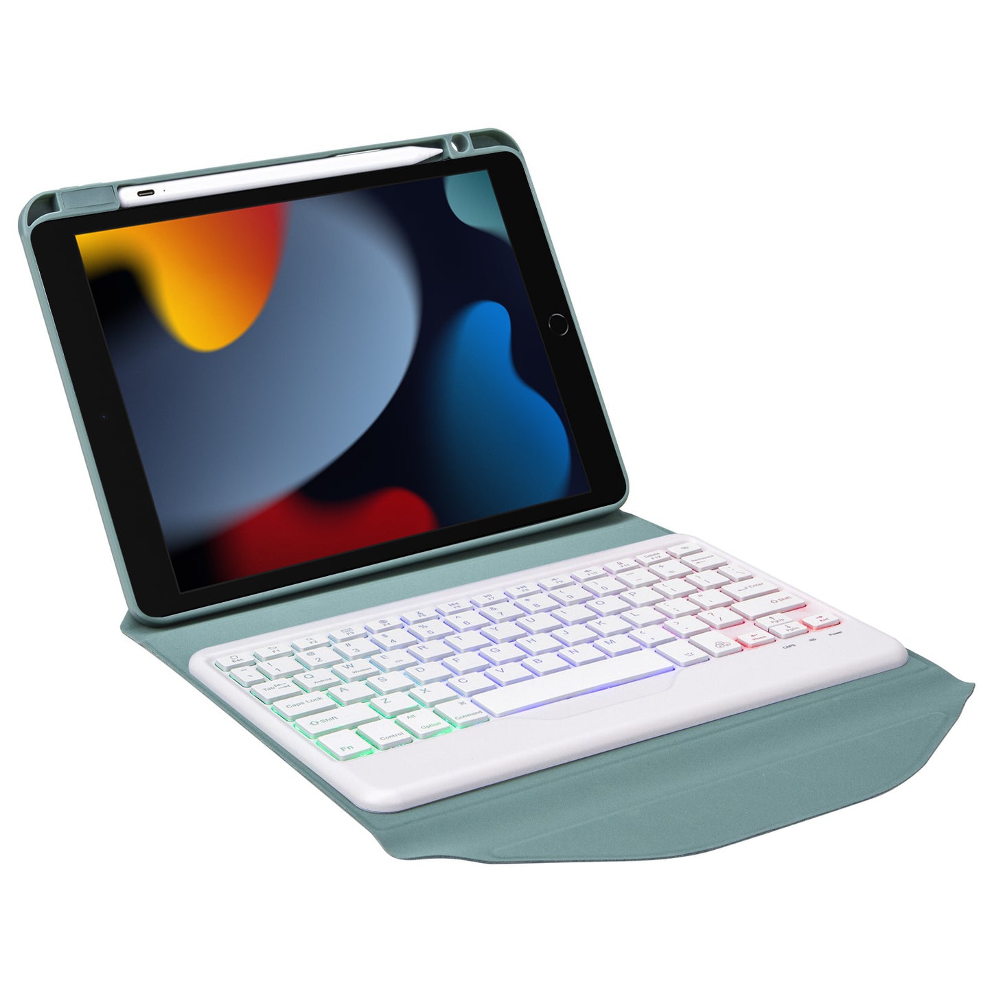 Z102BS For iPad 10.2 (2021)/(2019)/(2020) Detachable Bluetooth Keyboard Case with 3-Color Backlit Shockproof Tablet Protector Built-in Pencil Slot