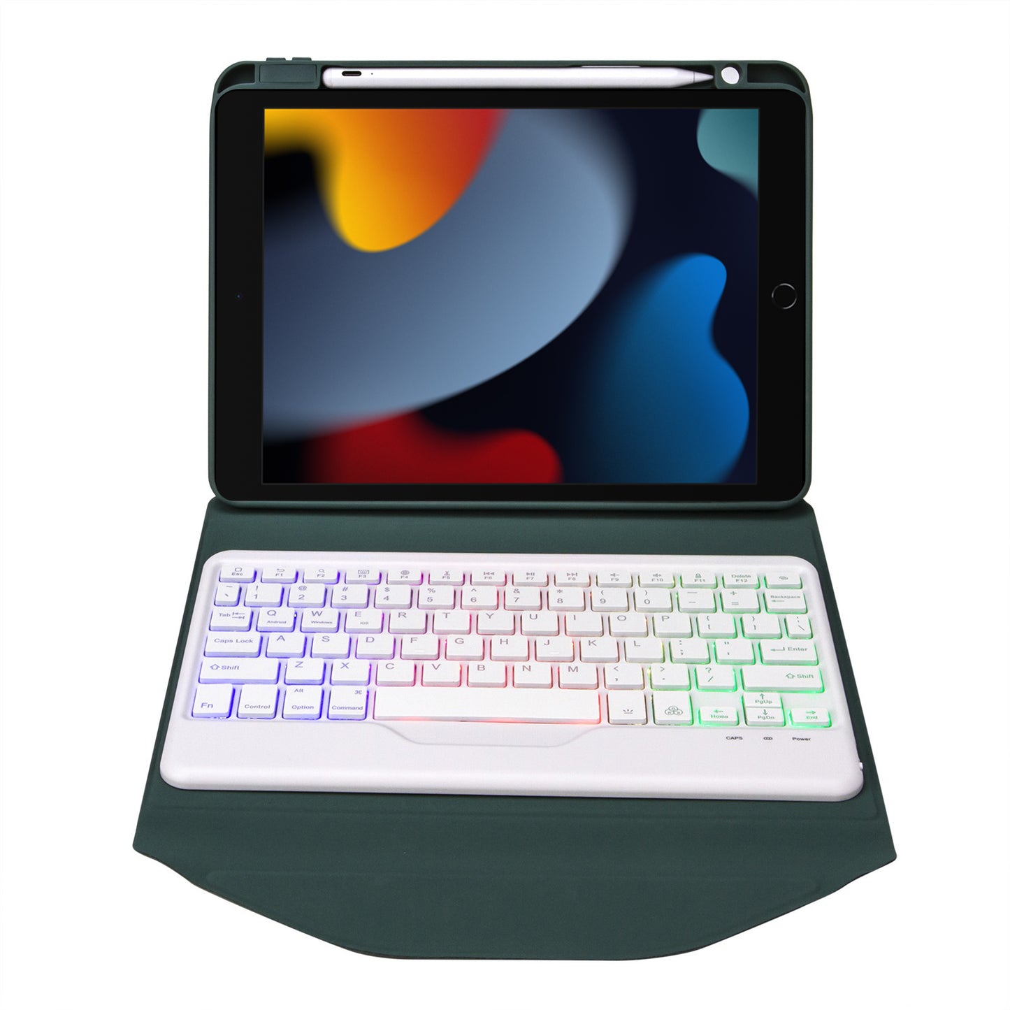 Z102BS For iPad 10.2 (2021)/(2019)/(2020) Detachable Bluetooth Keyboard Case with 3-Color Backlit Shockproof Tablet Protector Built-in Pencil Slot
