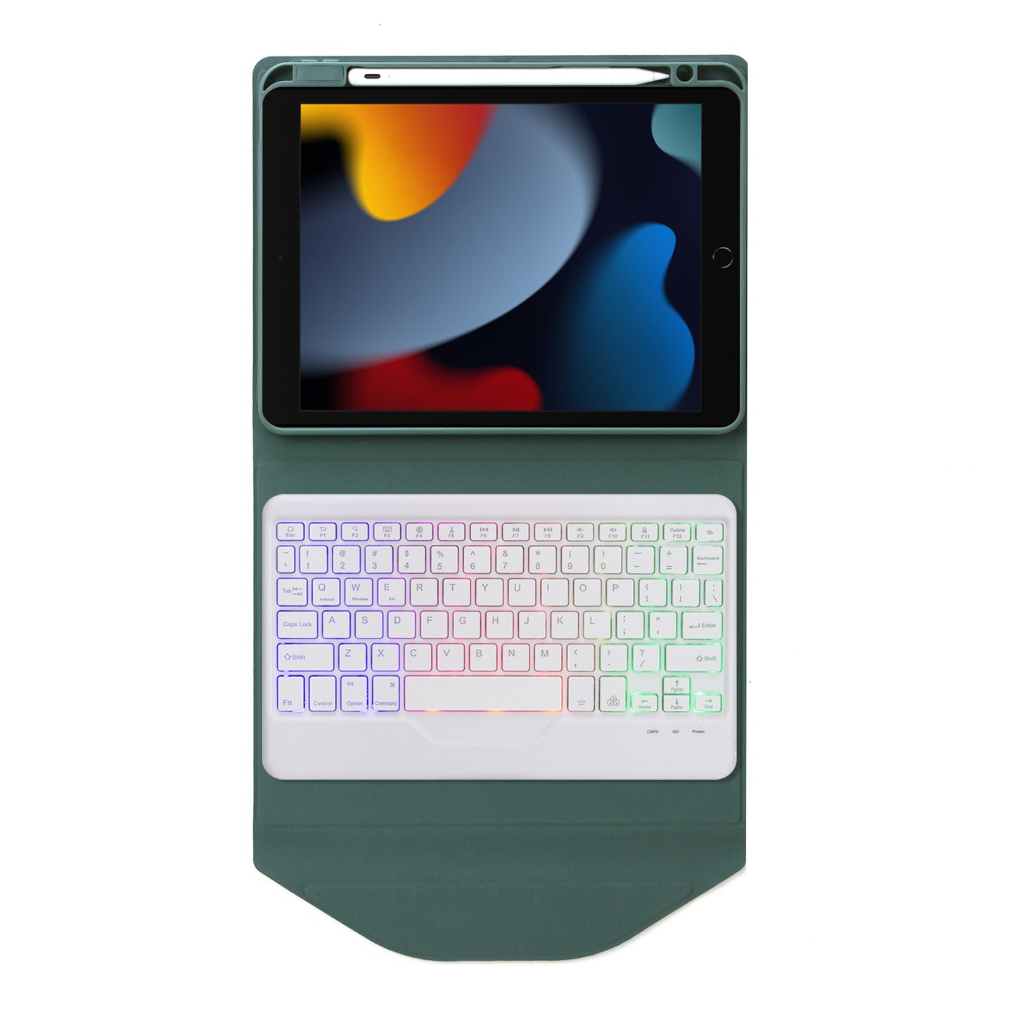 Z102BS For iPad 10.2 (2021)/(2019)/(2020) Detachable Bluetooth Keyboard Case with 3-Color Backlit Shockproof Tablet Protector Built-in Pencil Slot
