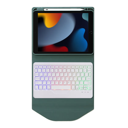 Z102BS For iPad 10.2 (2021)/(2019)/(2020) Detachable Bluetooth Keyboard Case with 3-Color Backlit Shockproof Tablet Protector Built-in Pencil Slot