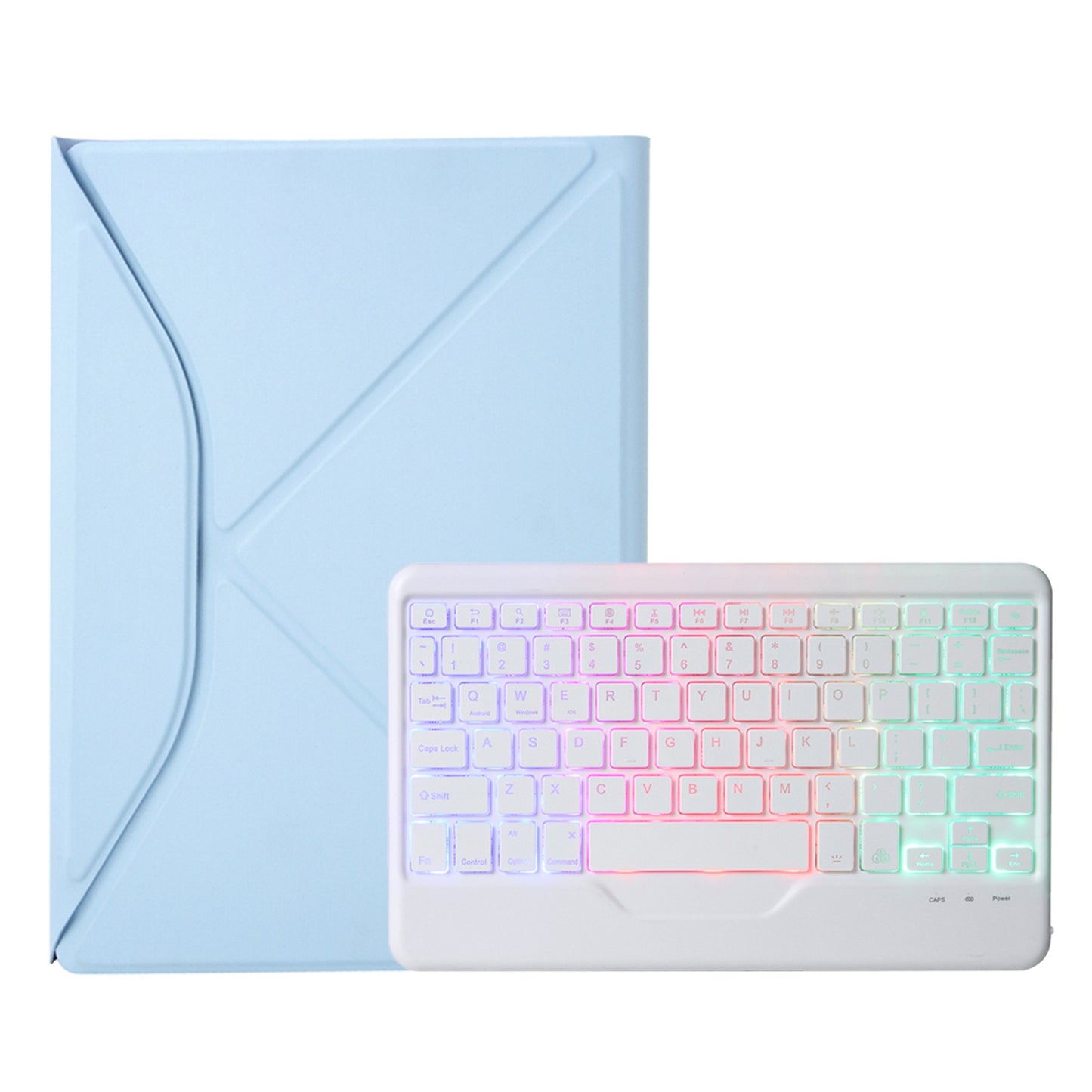 Z102BS For iPad 10.2 (2021)/(2019)/(2020) Detachable Bluetooth Keyboard Case with 3-Color Backlit Shockproof Tablet Protector Built-in Pencil Slot