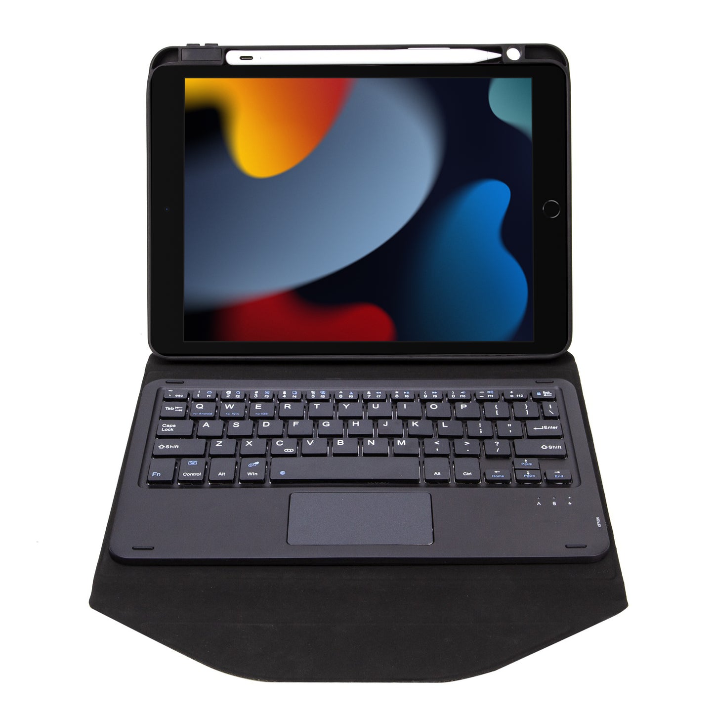Z102B-A For iPad 10.2 (2021)/(2019)/(2020) Wireless BT Keyboard Case with TouchPad Scratch-Proof Cover Tablet Case with Pencil Slot