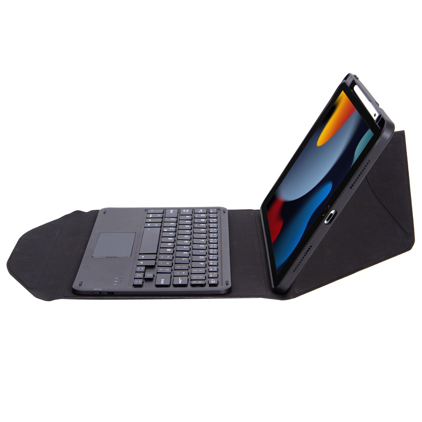 Z102B-A For iPad 10.2 (2021)/(2019)/(2020) Wireless BT Keyboard Case with TouchPad Scratch-Proof Cover Tablet Case with Pencil Slot
