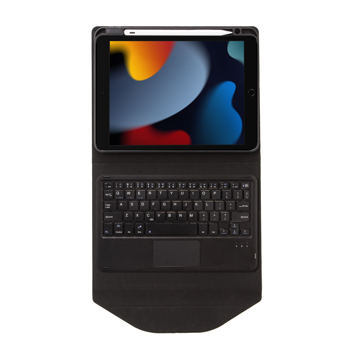 Z102B-A For iPad 10.2 (2021)/(2019)/(2020) Wireless BT Keyboard Case with TouchPad Scratch-Proof Cover Tablet Case with Pencil Slot