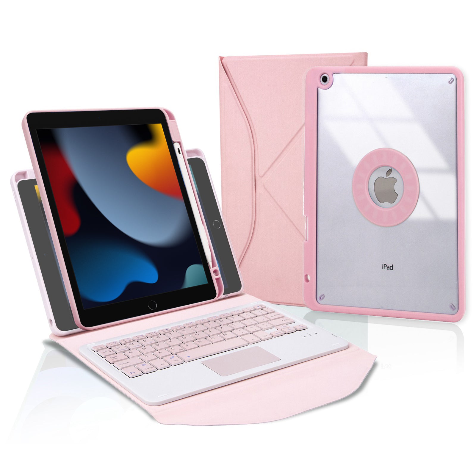 Z102B-A For iPad 10.2 (2021)/(2019)/(2020) Wireless BT Keyboard Case with TouchPad Scratch-Proof Cover Tablet Case with Pencil Slot