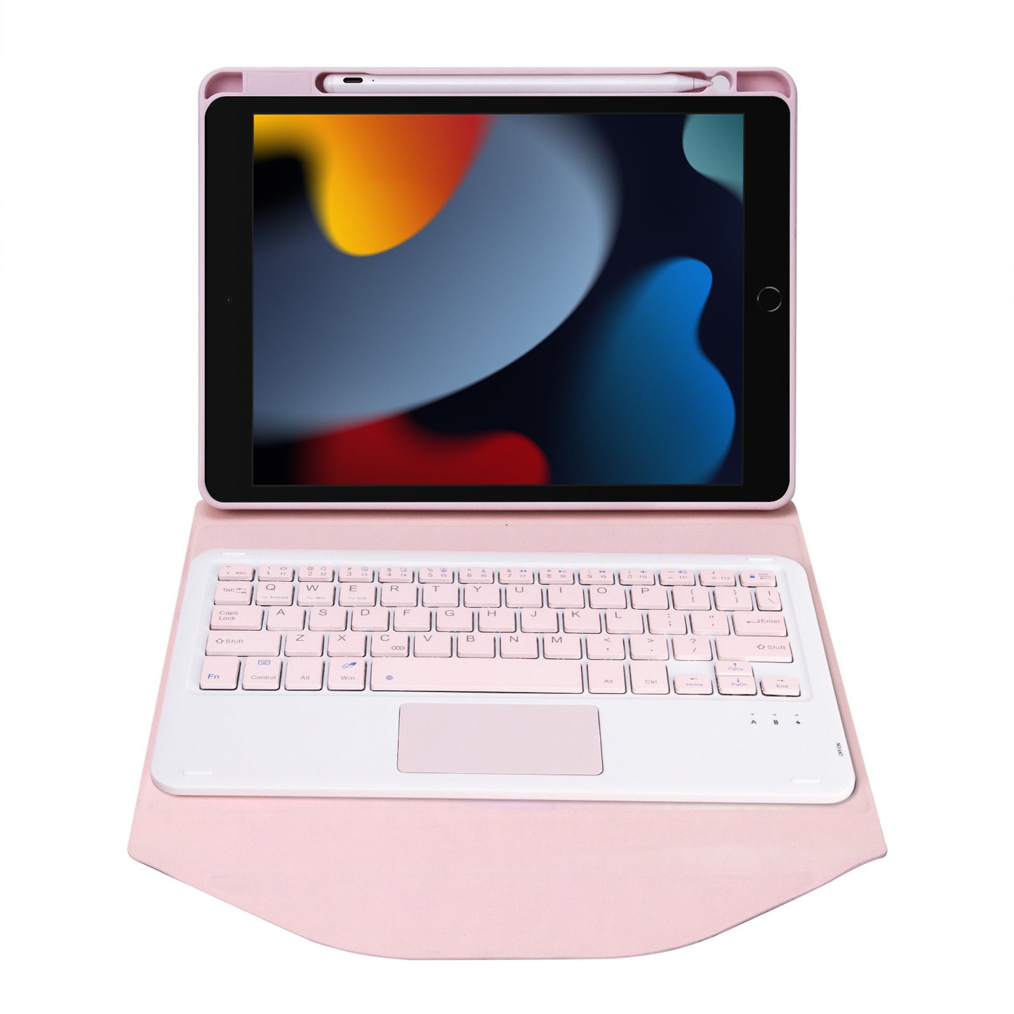 Z102B-A For iPad 10.2 (2021)/(2019)/(2020) Wireless BT Keyboard Case with TouchPad Scratch-Proof Cover Tablet Case with Pencil Slot