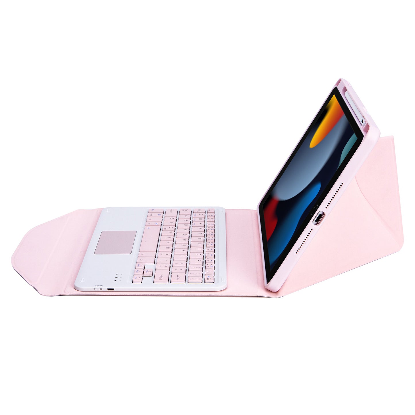 Z102B-A For iPad 10.2 (2021)/(2019)/(2020) Wireless BT Keyboard Case with TouchPad Scratch-Proof Cover Tablet Case with Pencil Slot