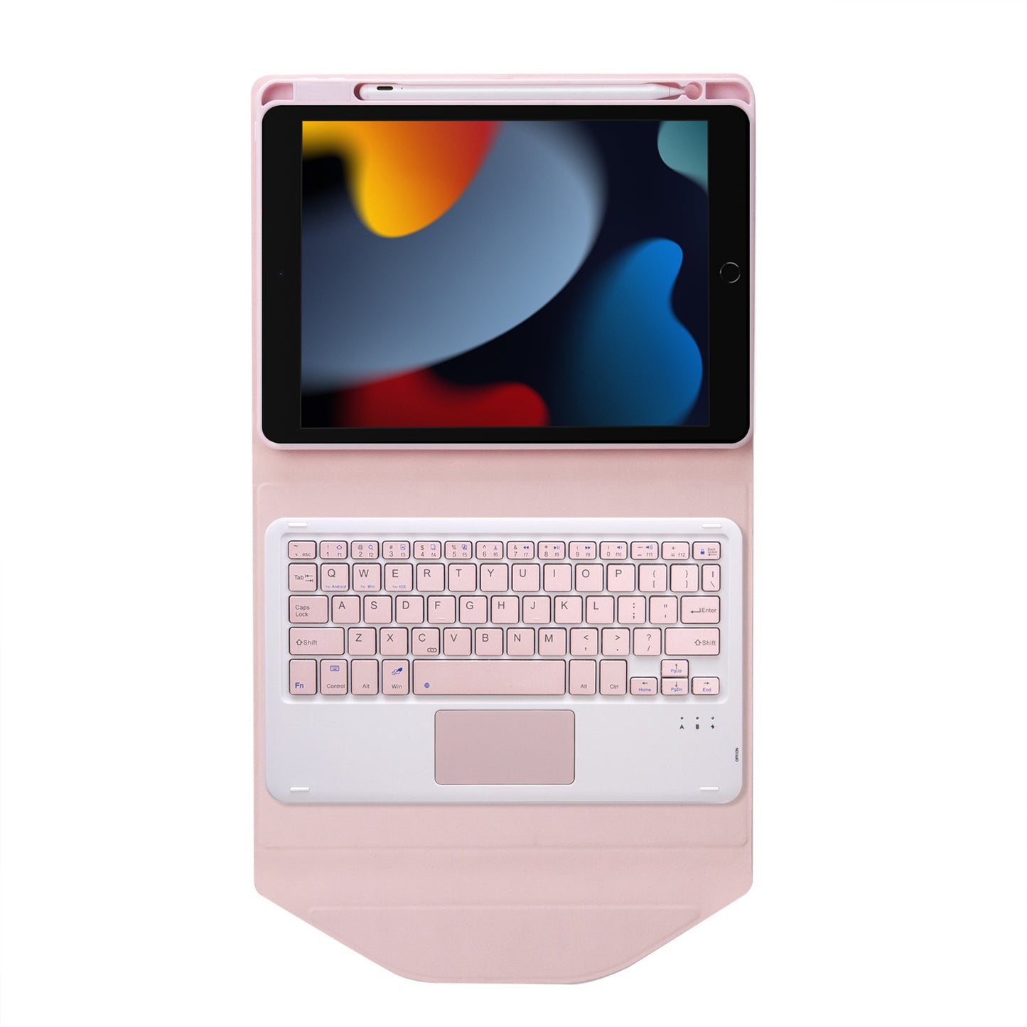 Z102B-A For iPad 10.2 (2021)/(2019)/(2020) Wireless BT Keyboard Case with TouchPad Scratch-Proof Cover Tablet Case with Pencil Slot