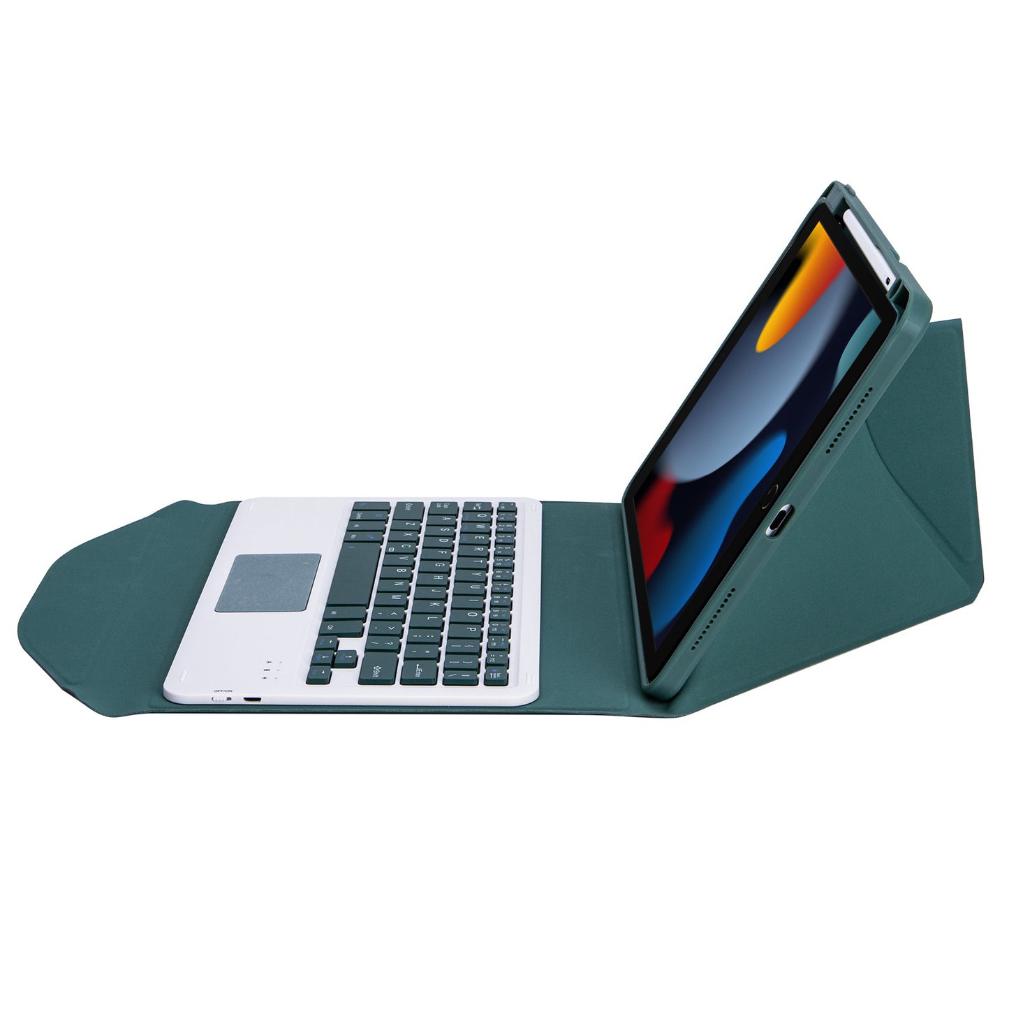 Z102B-A For iPad 10.2 (2021)/(2019)/(2020) Wireless BT Keyboard Case with TouchPad Scratch-Proof Cover Tablet Case with Pencil Slot