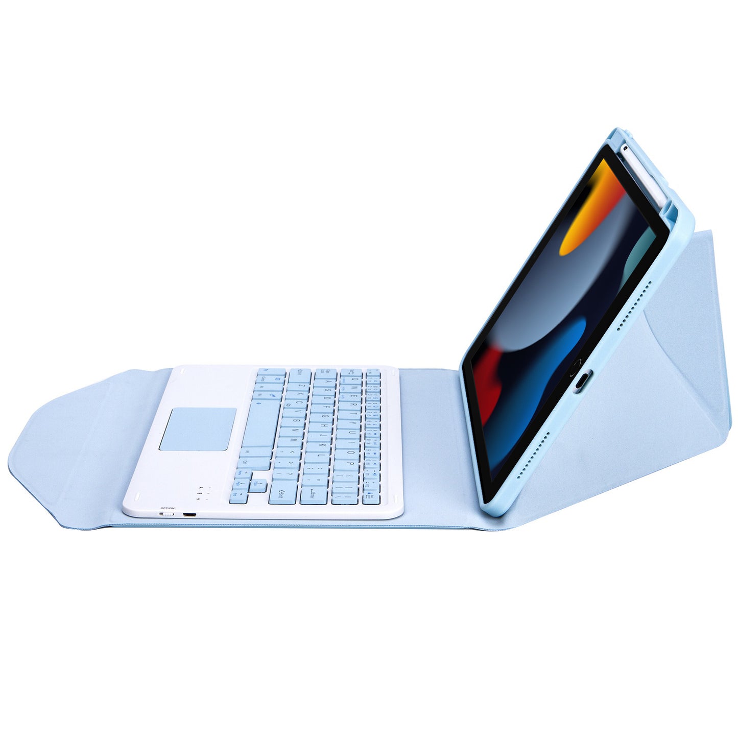 Z102B-A For iPad 10.2 (2021)/(2019)/(2020) Wireless BT Keyboard Case with TouchPad Scratch-Proof Cover Tablet Case with Pencil Slot