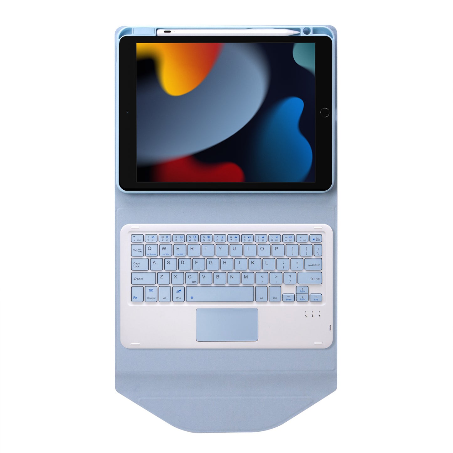 Z102B-A For iPad 10.2 (2021)/(2019)/(2020) Wireless BT Keyboard Case with TouchPad Scratch-Proof Cover Tablet Case with Pencil Slot