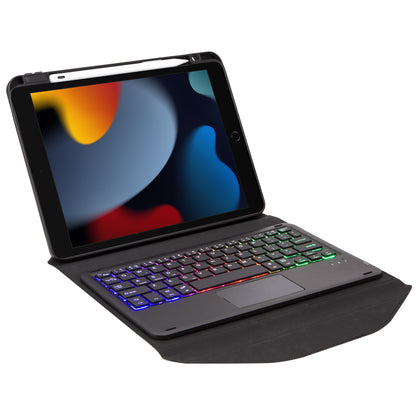 Z102B-AS For iPad 10.2 (2021)/(2019)/(2020) Detachable 3-Color Backlit Bluetooth Keyboard with TouchPad Protective Case Anti-Drop Tablet Cover Built-in Pencil Slot