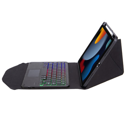 Z102B-AS For iPad 10.2 (2021)/(2019)/(2020) Detachable 3-Color Backlit Bluetooth Keyboard with TouchPad Protective Case Anti-Drop Tablet Cover Built-in Pencil Slot