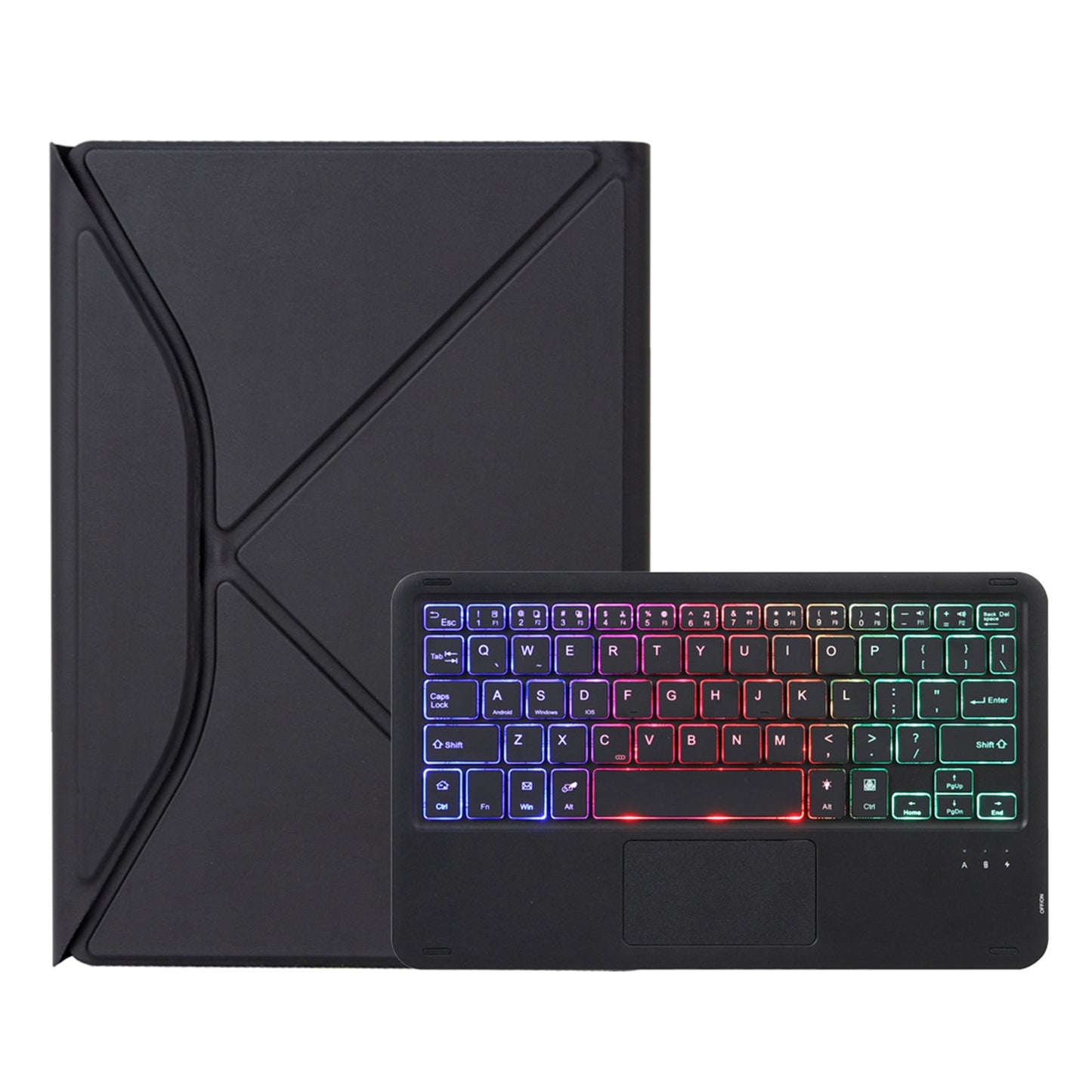 Z102B-AS For iPad 10.2 (2021)/(2019)/(2020) Detachable 3-Color Backlit Bluetooth Keyboard with TouchPad Protective Case Anti-Drop Tablet Cover Built-in Pencil Slot