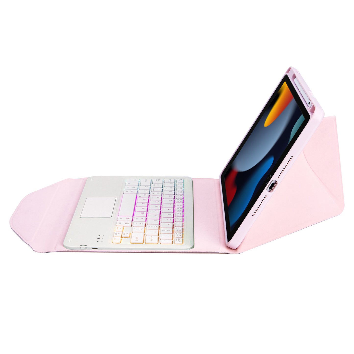Z102B-AS For iPad 10.2 (2021)/(2019)/(2020) Detachable 3-Color Backlit Bluetooth Keyboard with TouchPad Protective Case Anti-Drop Tablet Cover Built-in Pencil Slot