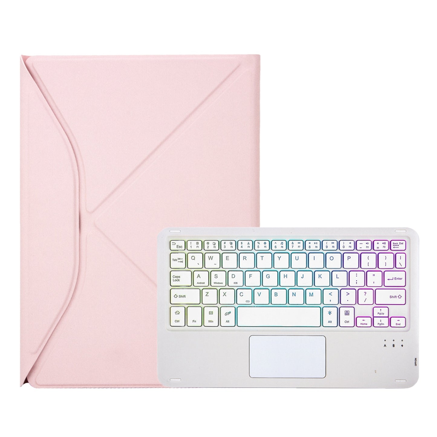 Z102B-AS For iPad 10.2 (2021)/(2019)/(2020) Detachable 3-Color Backlit Bluetooth Keyboard with TouchPad Protective Case Anti-Drop Tablet Cover Built-in Pencil Slot