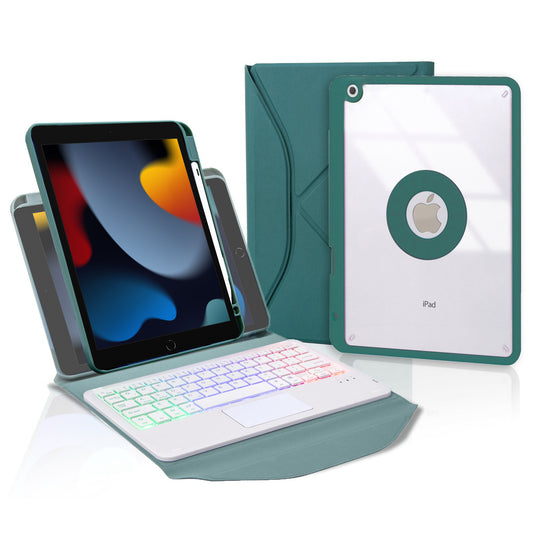 Z102B-AS For iPad 10.2 (2021)/(2019)/(2020) Detachable 3-Color Backlit Bluetooth Keyboard with TouchPad Protective Case Anti-Drop Tablet Cover Built-in Pencil Slot