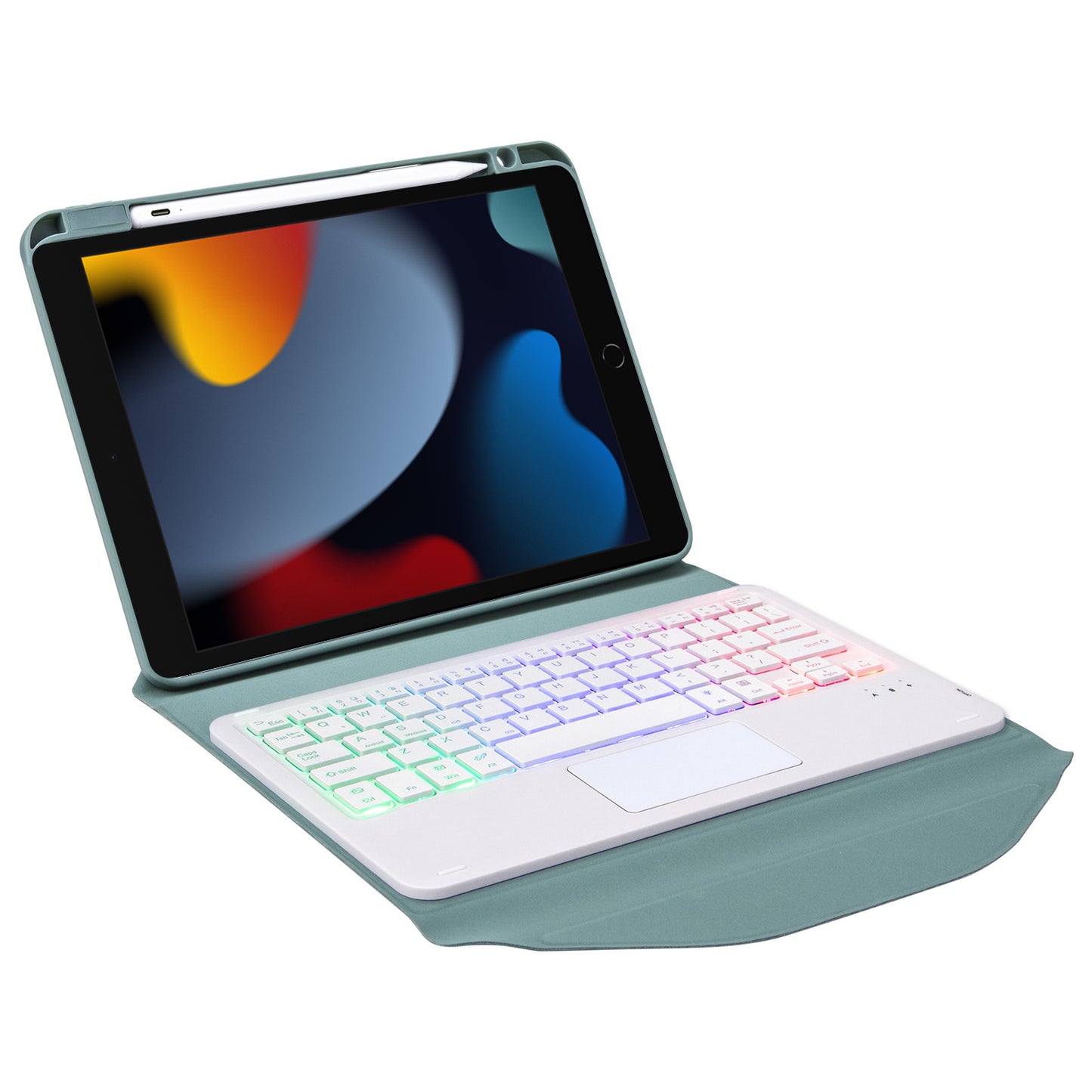 Z102B-AS For iPad 10.2 (2021)/(2019)/(2020) Detachable 3-Color Backlit Bluetooth Keyboard with TouchPad Protective Case Anti-Drop Tablet Cover Built-in Pencil Slot